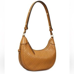 Tory Burch T Monogram Leather Crescent Bag
Brown Embossed Hobo Bag